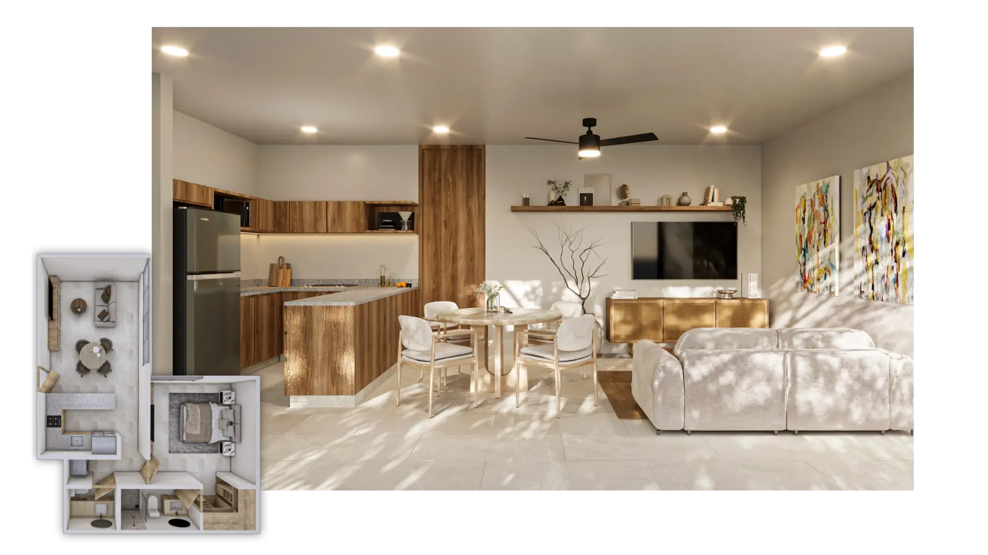 Render departamento 55m2